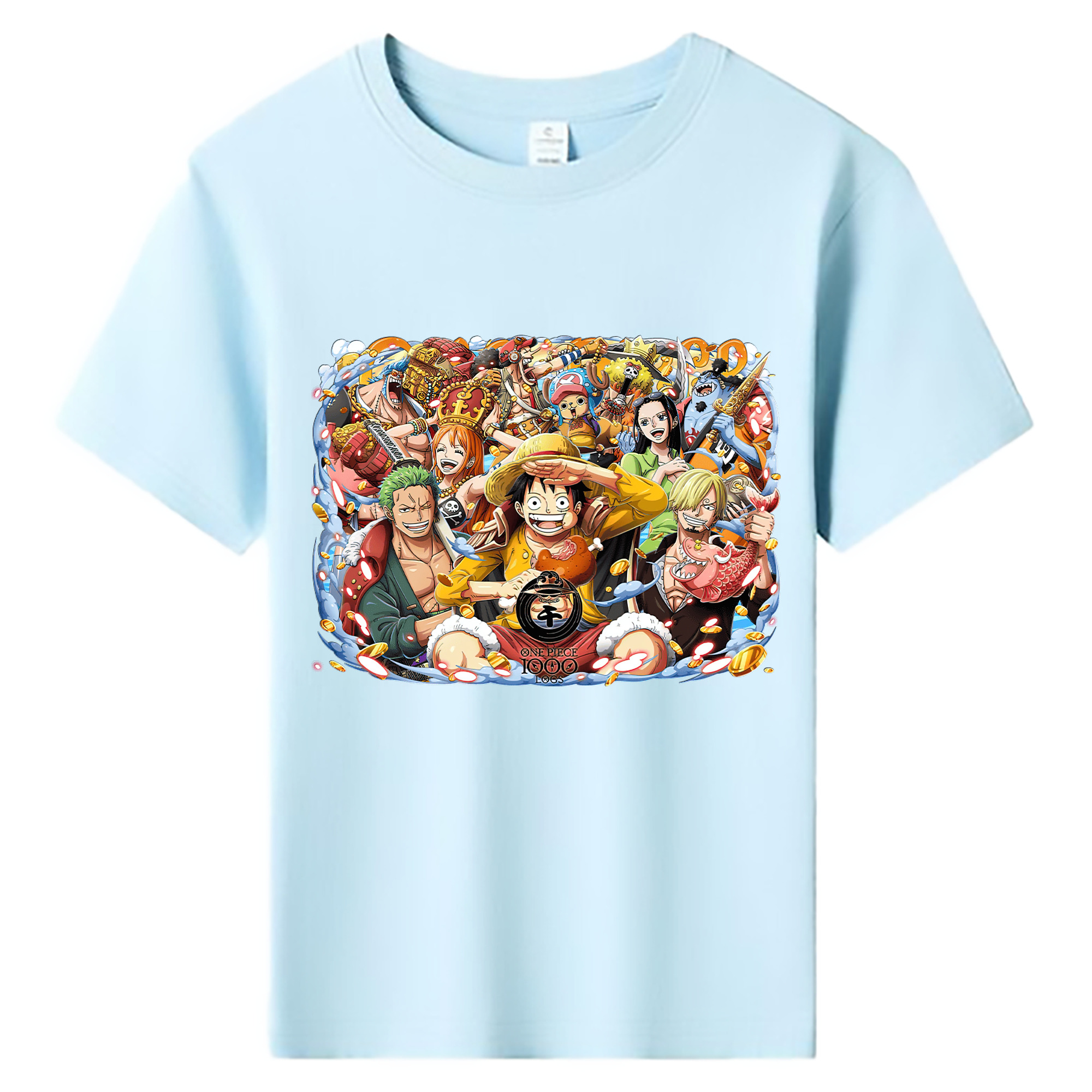 ワンピース モンキー・D・ルフィ ONE PIECE Monkey D. Luffy 綿100％キッズTシャツ（フロントプリント）